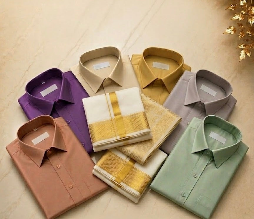 Men Silk Veshti Shirt Schal