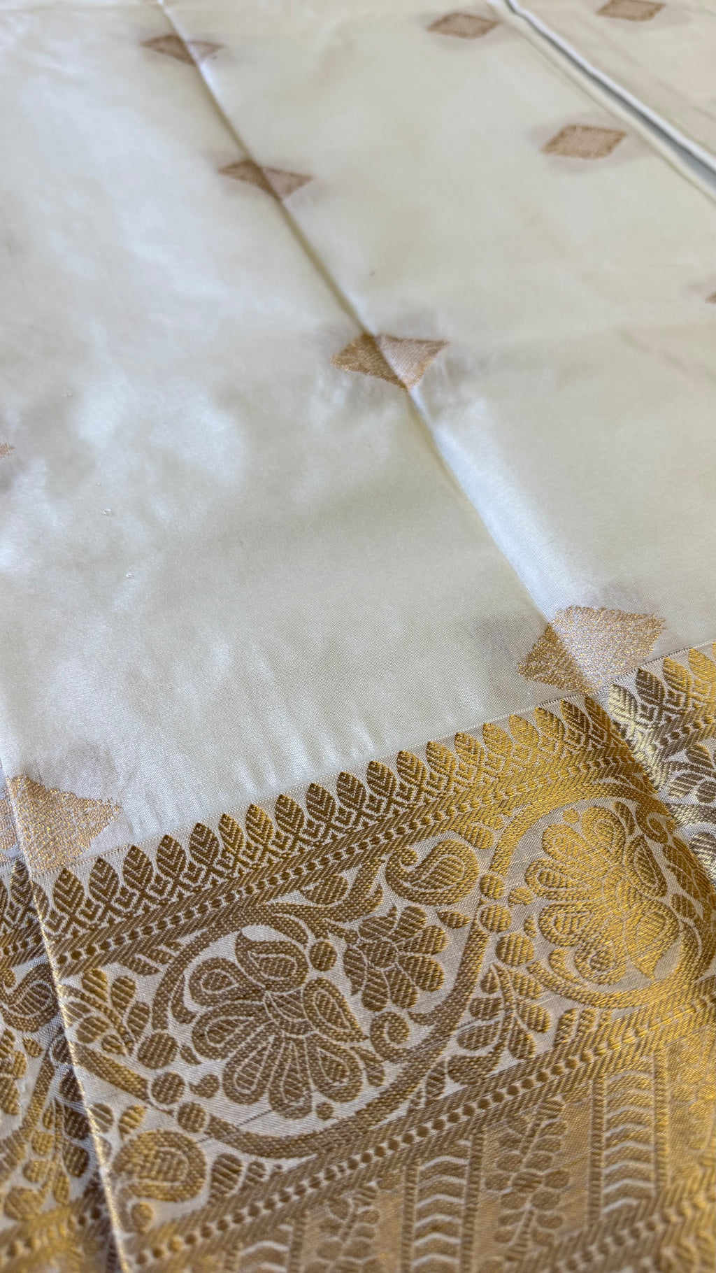 Ivory Gold Brocade Saree
