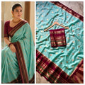 Banarasi Warm Silk Dyble Fabric Saree – Teal with Maroon Meena Pattu Border