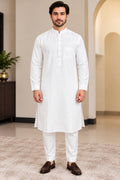 White Men's Kurta with Chest Pocket – Size 44