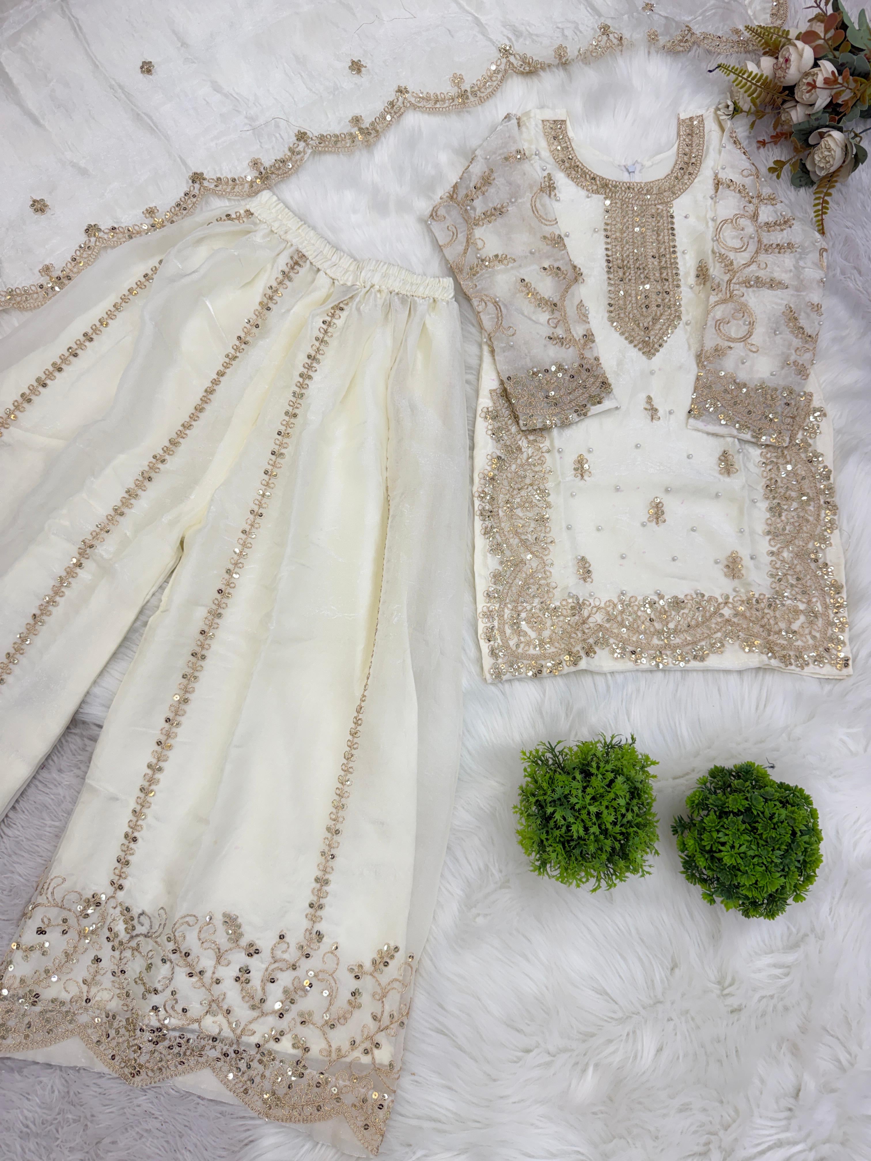 White Sharara Set Girls