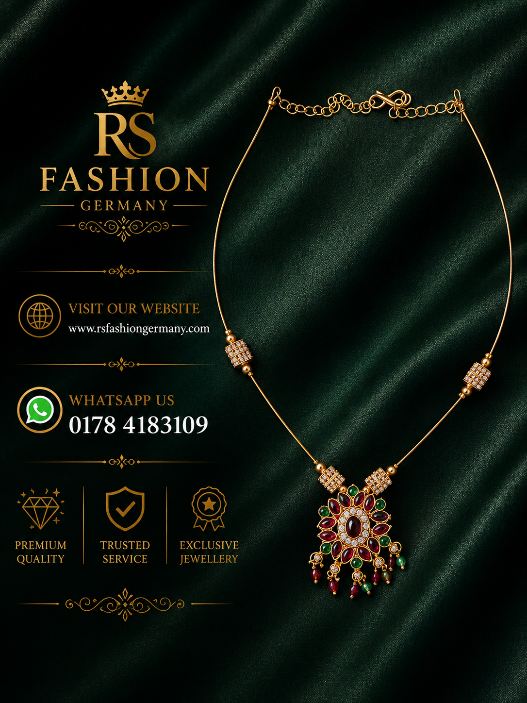Gold Necklace – Green Pearl Pendant