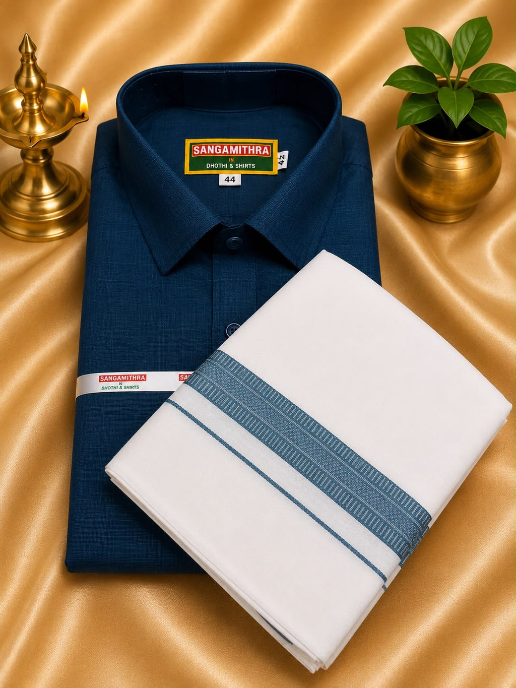Men Veshti 4 Mulam & Shirt 42 size