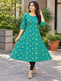 Damen Kurti – Türkis mit Muster, XL