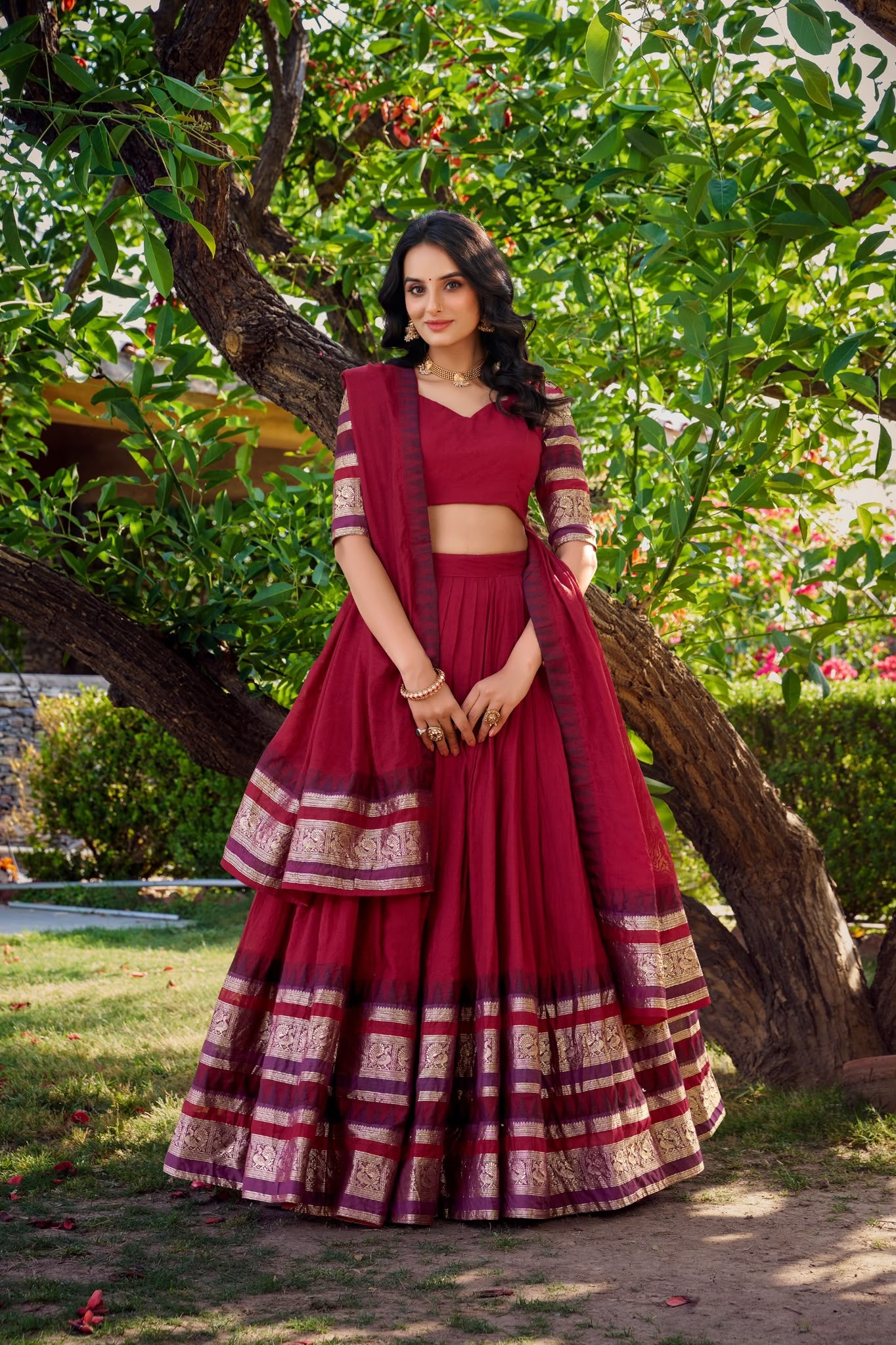 🌷 Lehenga Choli – NIRUPA | Pure Chanderi mit Zari