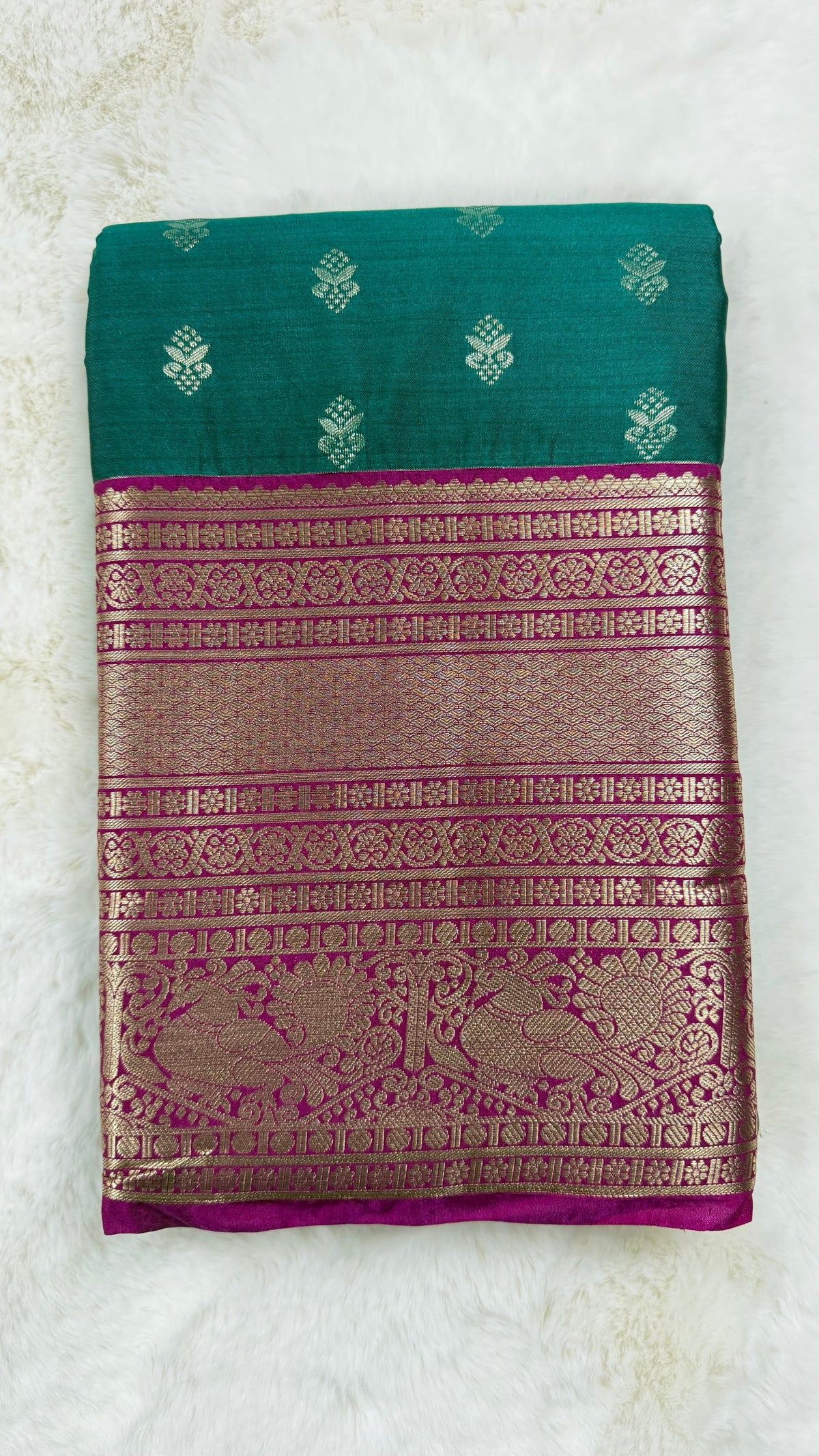 Silk Saree Petrol-Magenta