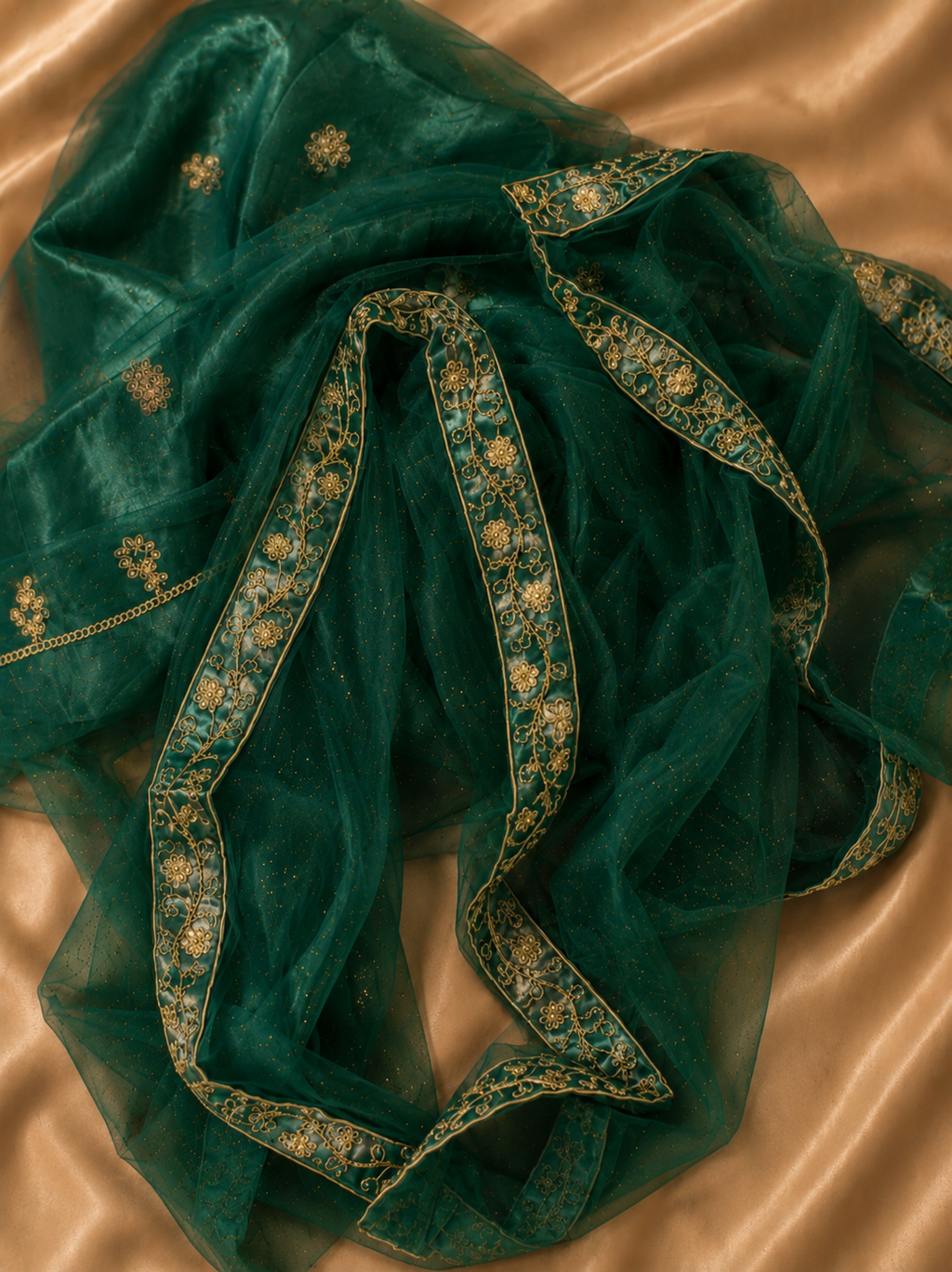Emerald Green Embroidered Lehenga Set