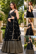 Black Mirror Work Lehenga Choli Set