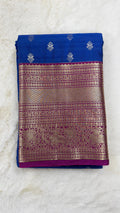 Royal Blue Silk Saree with Magenta Purple