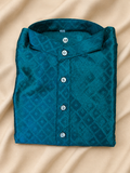 Teal Jacquard Men's Kurtha
