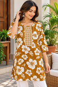 Mustard Floral Print Kurti – XL