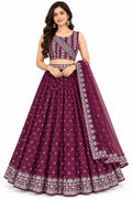 Plum Embellished Lehenga Set – XXL size