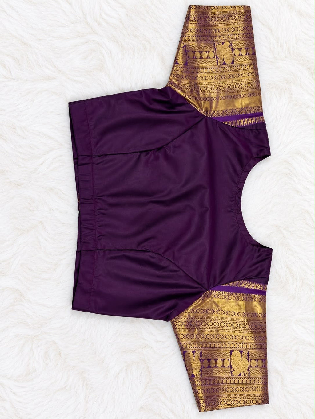 Olive Green Kanchi Butta Silk Saree with Rich Pallu & Purple Blouse
