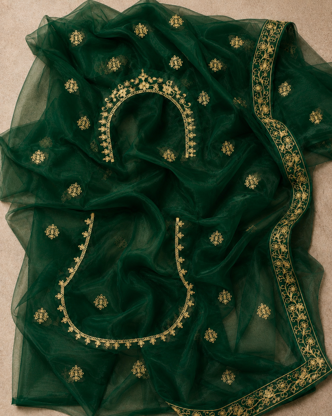 Emerald Green Embroidered Lehenga Set