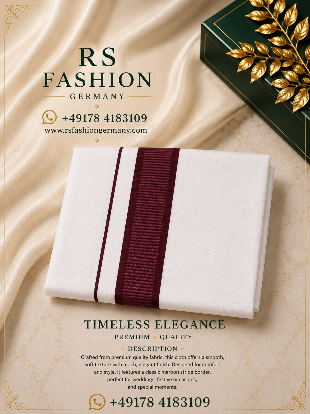 4 Mulam Cotton Veshti – maroon