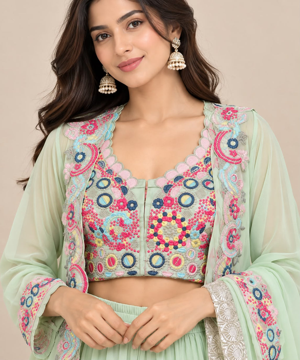 Pink Embellished Three-Piece Palazzo Set – XXL