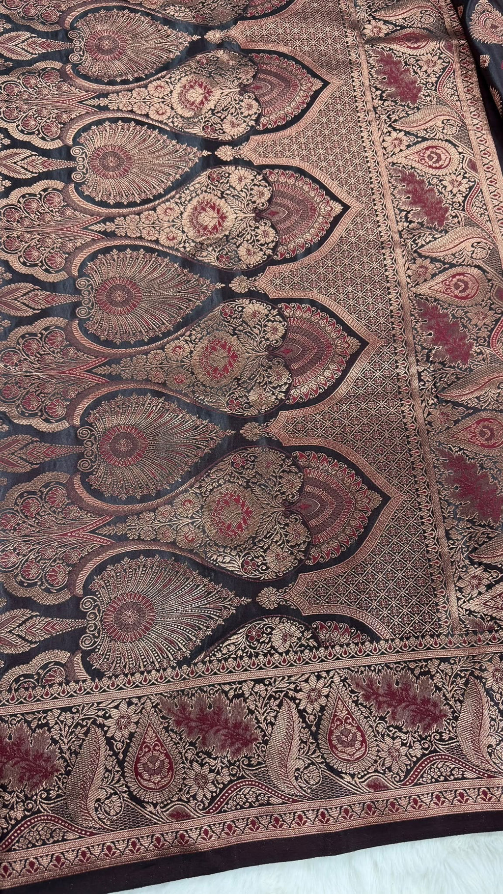 Maroon Banarasi Saree with Gold Zari Border