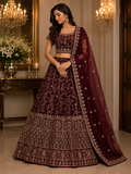 Maroon Embroidered Lehenga Set
