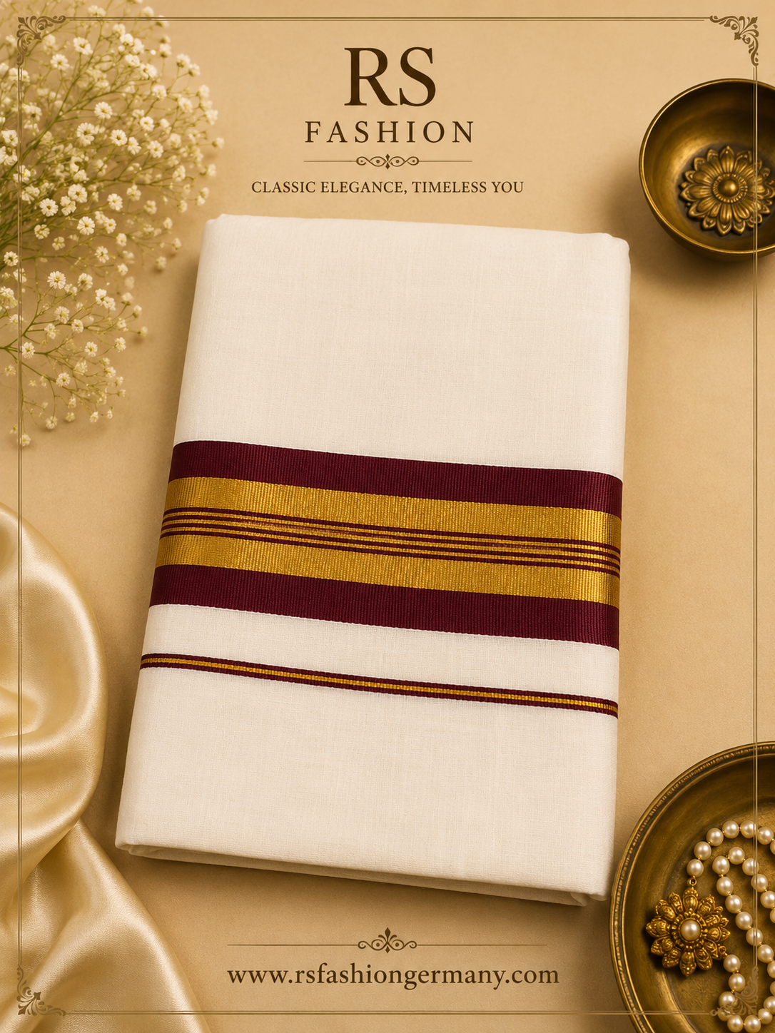 Kerala Saree - wit/zilver