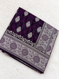 Saree Violett mit silbernem Zari-Muster