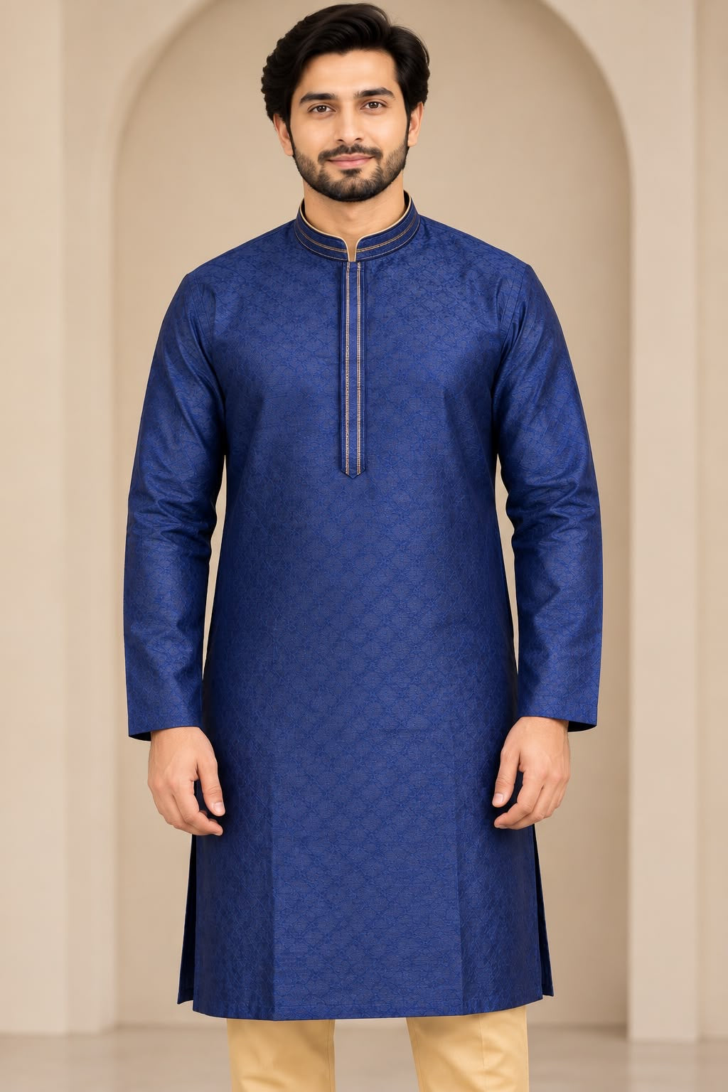Navy Blue Kurta Pajama Set – Size 40