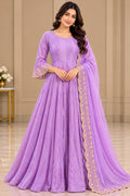 Lavender Anarkali Outfit with Gold-Tone Detailing