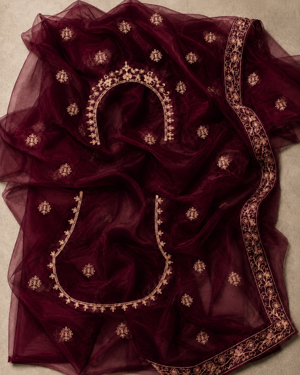 Maroon Embroidered Lehenga Set