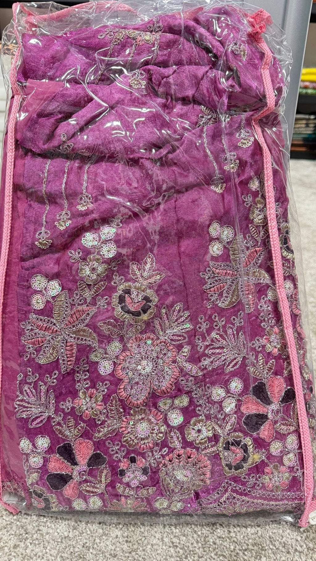 Magenta Pink Bridal Lehenga Unstiched blouse