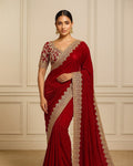 Fendy Velvet Saree with Gold Zari Border