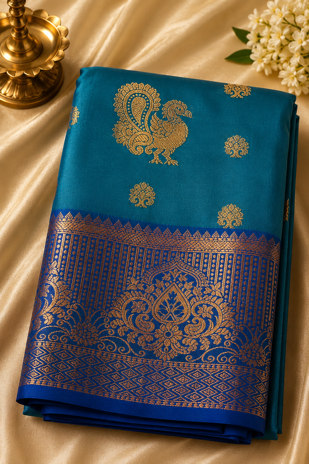 Kanjivaram Silk Saree – Peacock Butta