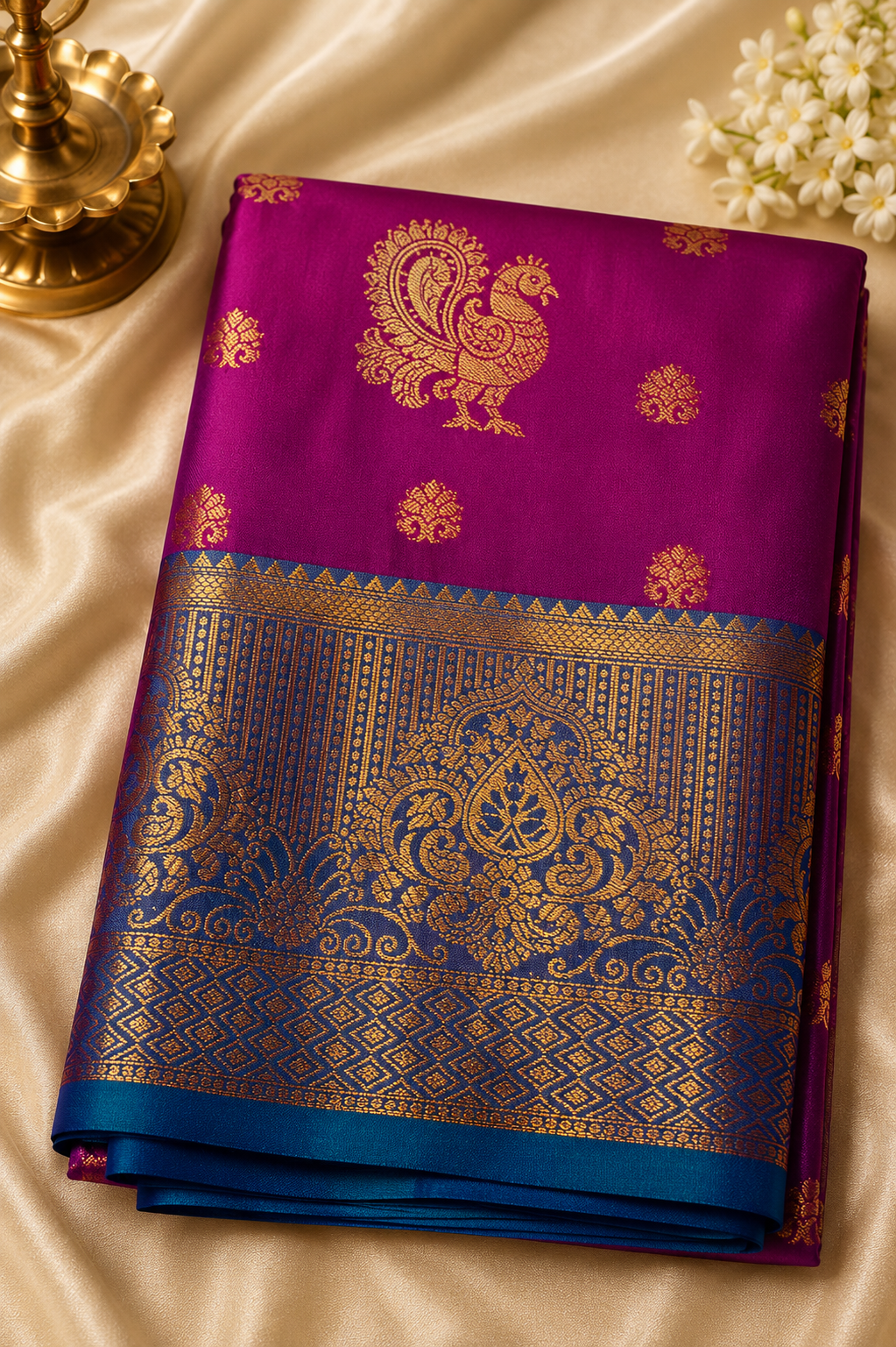 Kanjivaram Silk Saree – Peacock Butta
