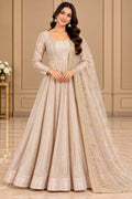 Champagne Beige Shimmer Anarkali Dress – M size