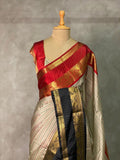 Trending Viral Collection Banarasi Semi Soft Saree – Ivory & Black
