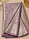 Mauve Banarasi Silk Saree with Silver Zari Weave Funktion Saree