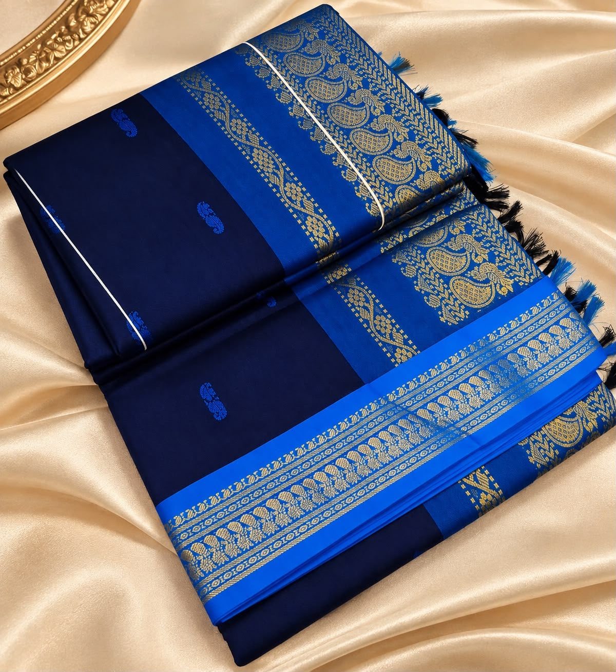 Blue cutton Saree