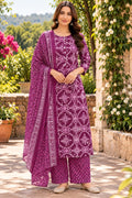 Purple Printed Palazzo Suit – Size XL