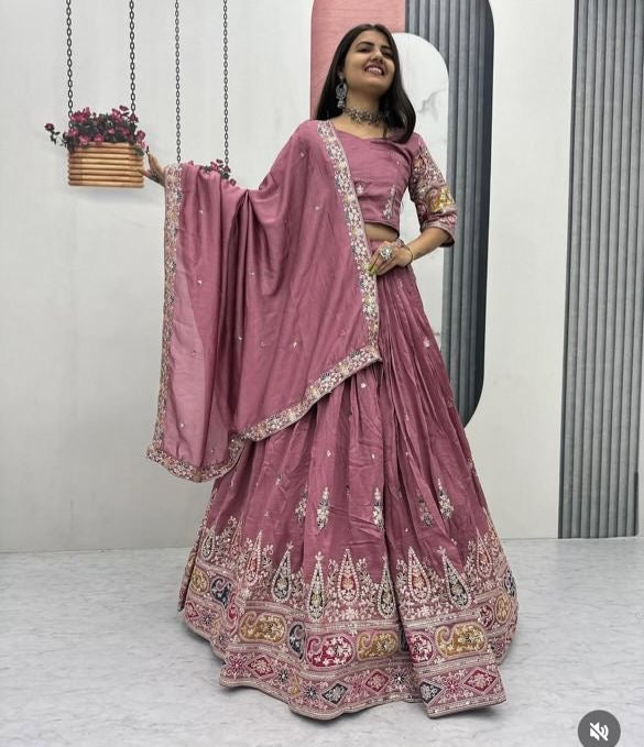 Dusty Rose Ready Made Lehenga Choli Set size M