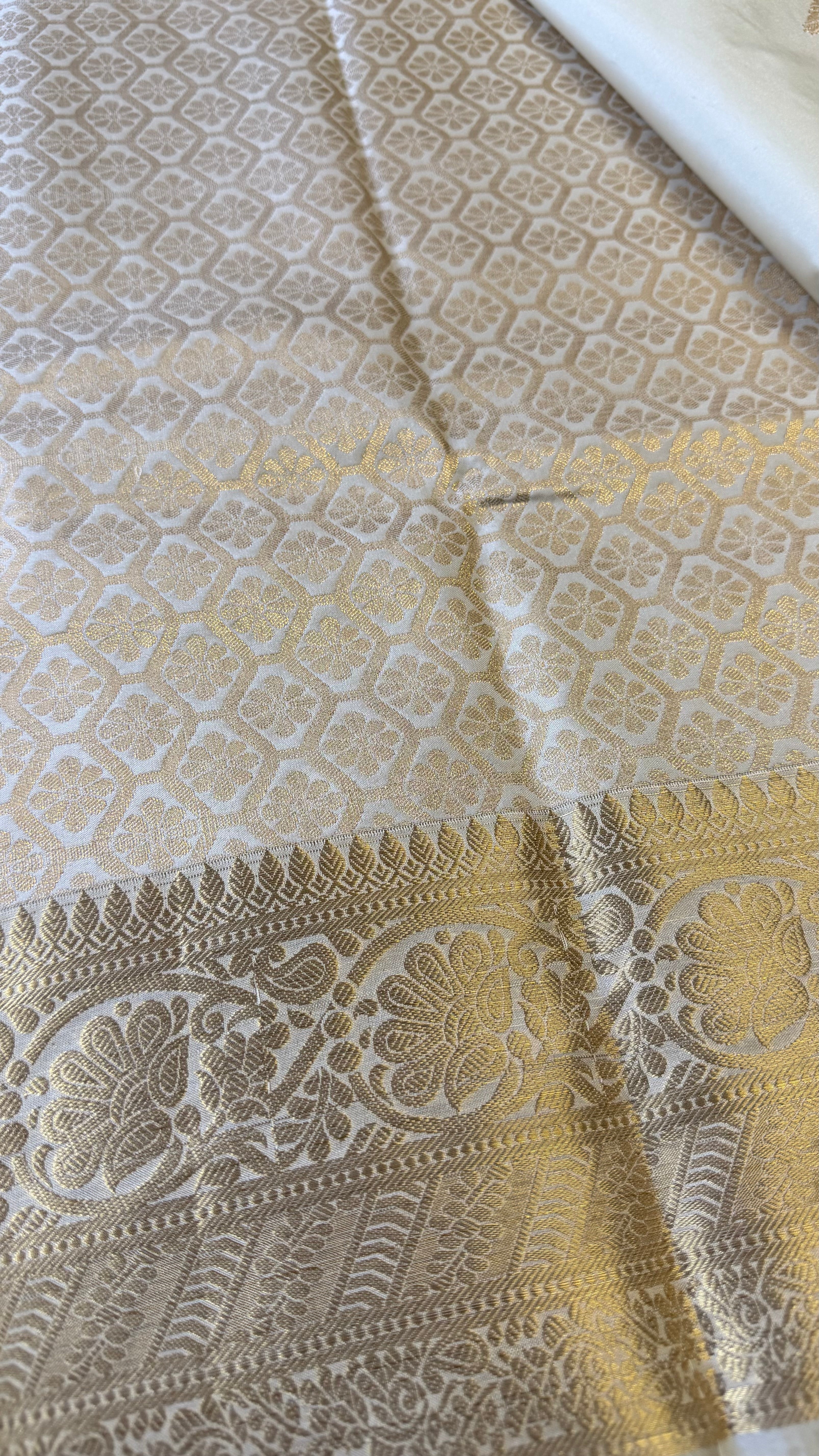 Ivory Gold Brocade Saree