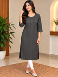 Dunkelgraues Damen-Kurta-Top mit Punktmuster, abgebildete Hose nicht enthalten
