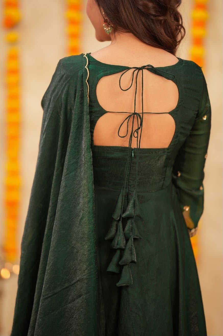 VANYA EMERALD ✨ – Sparkling Georgette Glimmer Gown with Dupatta 2XL