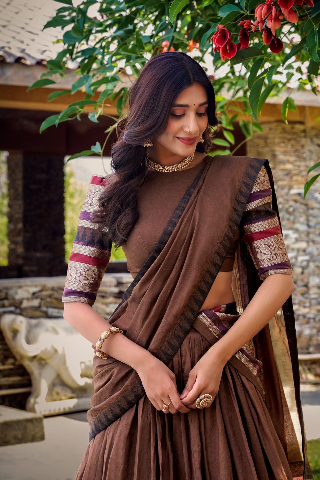 🌷 Lehenga Choli – NIRUPA | Pure Chanderi mit Zari