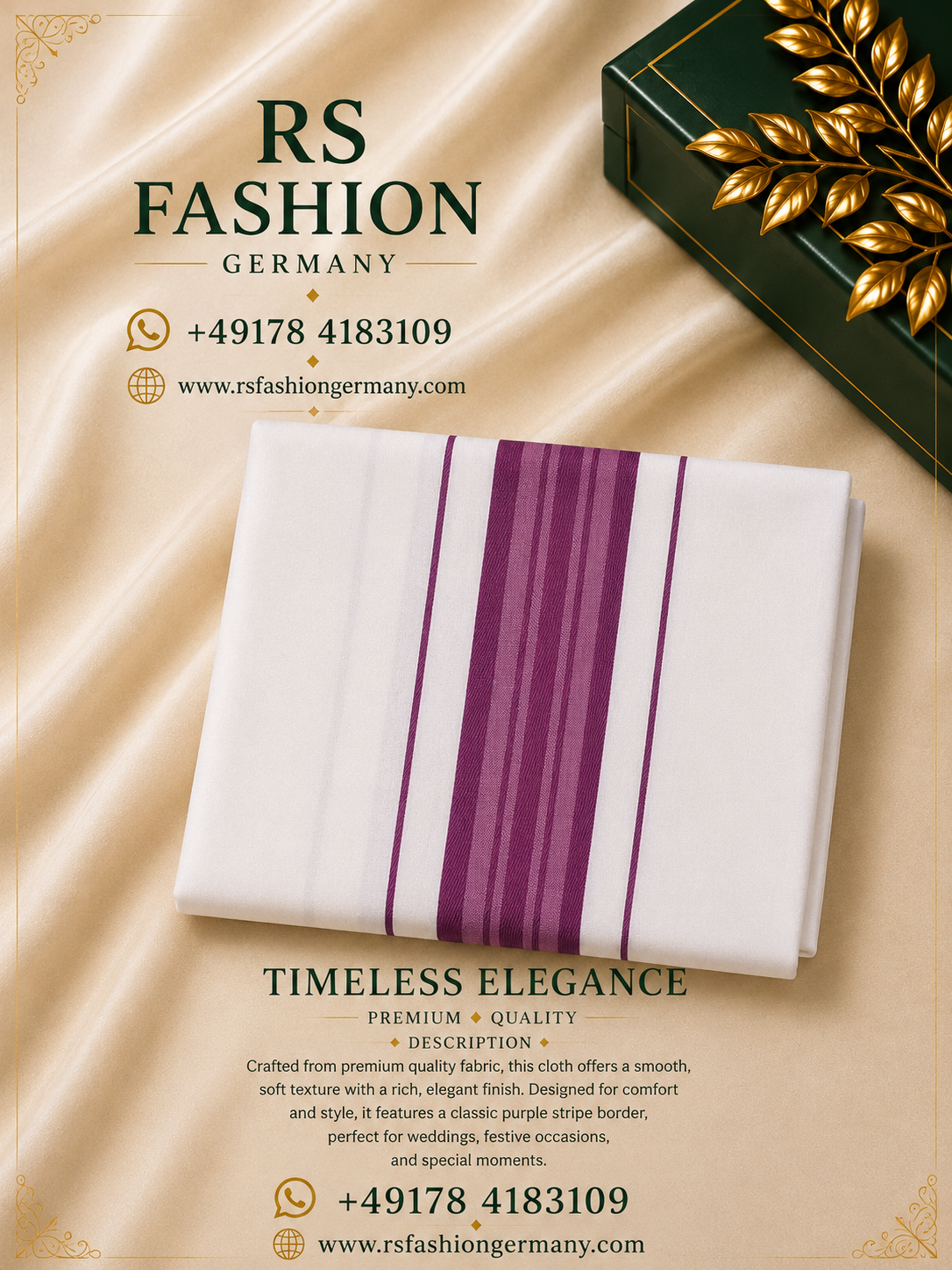 4 Mulam Cotton Veshti – Purple