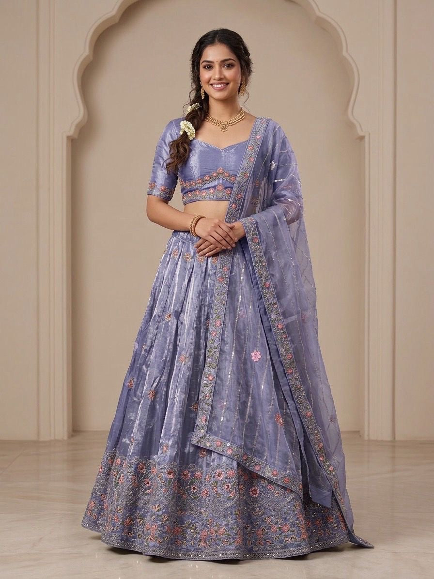 Lehenga Choli Set – Lavendel Unstitched Blouse