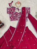 Crimson Red Zardozi Embroidered Lehenga Choli blouse stiched