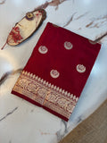 Red Banarasi Silk Saree with Gold Zari Work