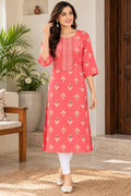 Coral Pink Printed top  – XL