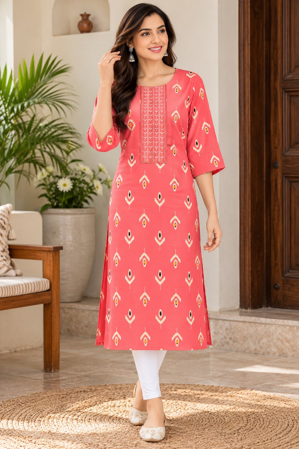 Coral Pink Printed top  – XL