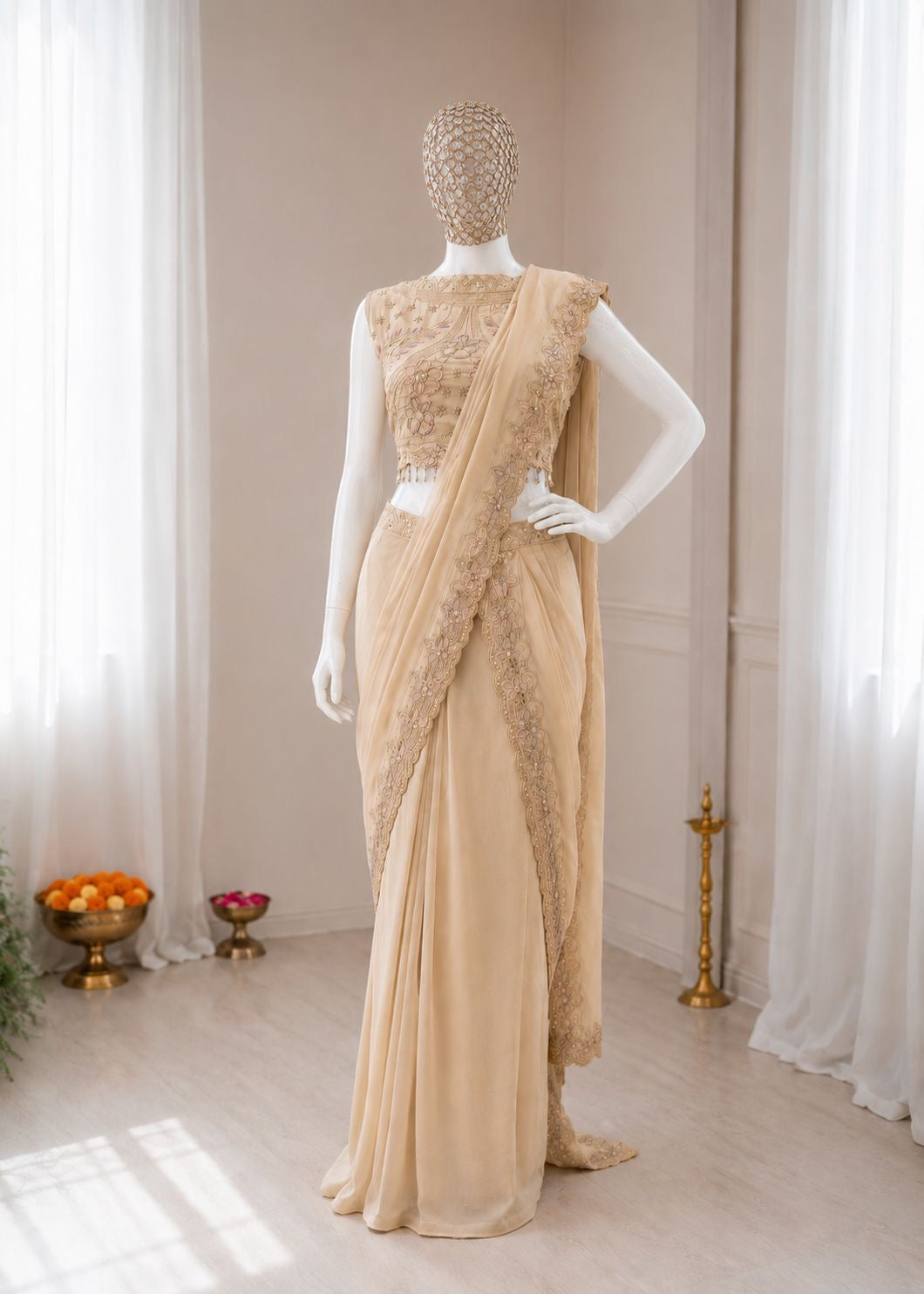 One Minute Saree , free size (Fully Stitched)