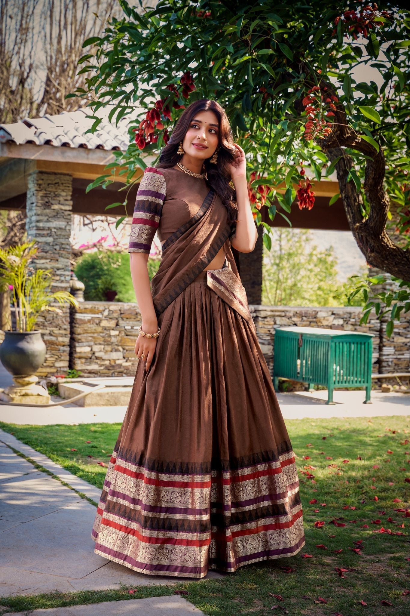 🌷 Lehenga Choli – NIRUPA | Pure Chanderi mit Zari