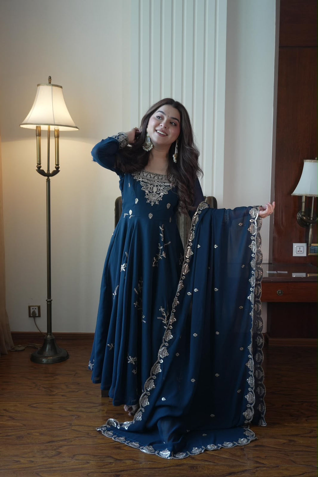 Anarkali Suit – Navy Blue xxl